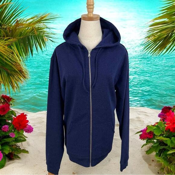Hill House NWT Teddy Zip Up Hoodie Sweatshirt Jacket Navy Blue Size Medium - Picture 1 of 7